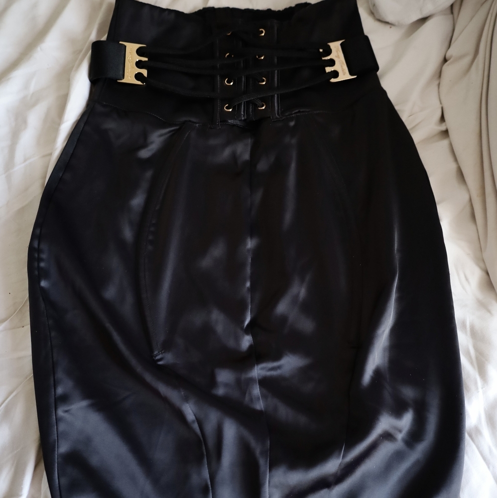 Honey Birdette XS Black Chastity Corset Boned Skirt